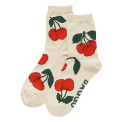 Baggu Crew Sock - Ecru Cherry